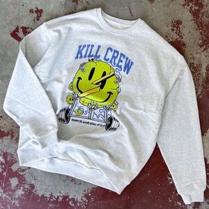 OVERSIZED HEAVYWEIGHT "WEIGHTS LIFT US UP" CREW NECK - GREY